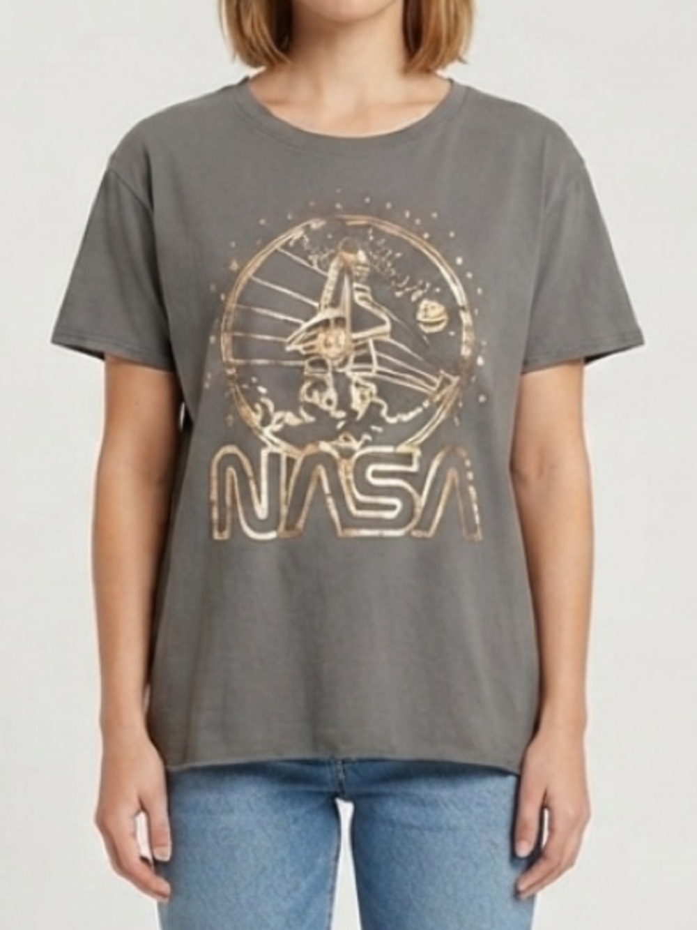 Fifth Sun Women's Gray Short Sleeve NASA Tee Size XXL